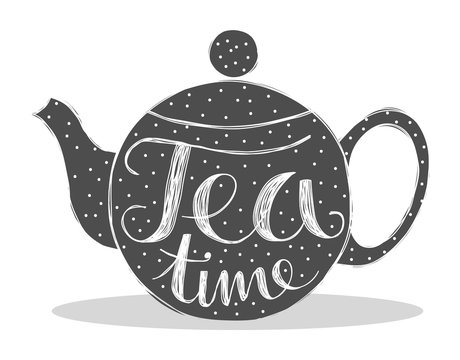 Fototapeta tea time lettering on tea pot