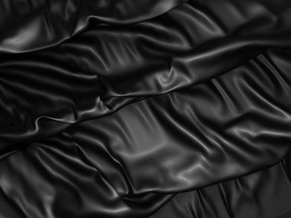 Fototapeta premium Abstract Black Silk Satin Cloth Background