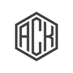 initial three letter logo hexagon black