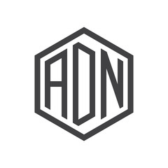 initial three letter logo hexagon black