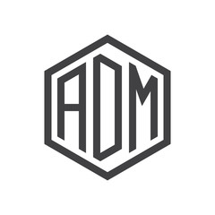 initial three letter logo hexagon black