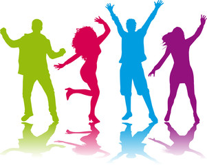 Dancing people silhouettes.
