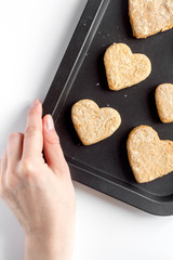 cookies for Valentine Day heartshaped on white background top view