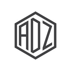 initial three letter logo hexagon black