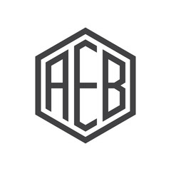 initial three letter logo hexagon black
