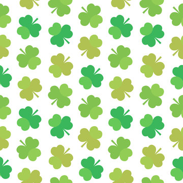 St.Patrick's Day seamless pattern background with green clover, shamrock.