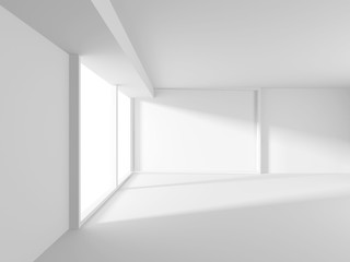 Abstract White Architecture Background. Empty room with window