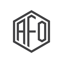 initial three letter logo hexagon black
