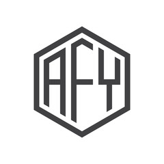 initial three letter logo hexagon black
