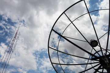 satellite dish antenna in the blue sky