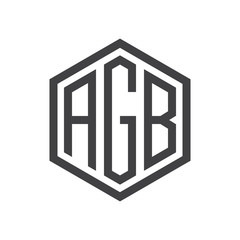 initial three letter logo hexagon black
