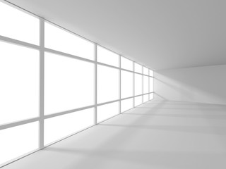 Empty white room with big window. Architecture background