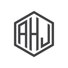 initial three letter logo hexagon black
