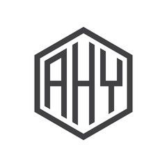 initial three letter logo hexagon black

