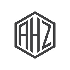 initial three letter logo hexagon black
