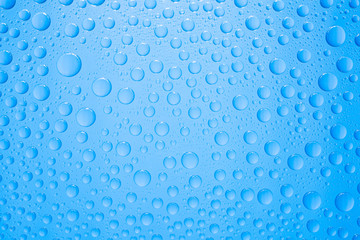 Water drops on blue background