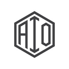 initial three letter logo hexagon black