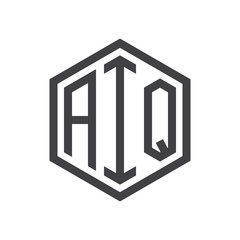 initial three letter logo hexagon black