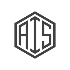 initial three letter logo hexagon black