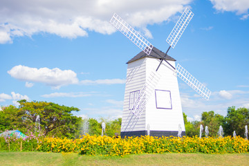 Naklejka na ściany i meble beautiful wallpaper of white windmill farm