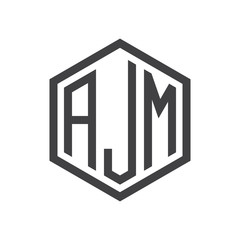 initial three letter logo hexagon black