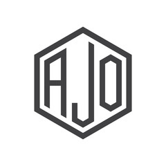 initial three letter logo hexagon black