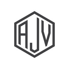 initial three letter logo hexagon black