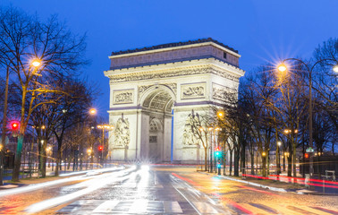 Fototapeta na wymiar The Triumphal Arch at night,Paris, France.