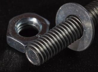 the bolt and hook on black background