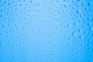 Water drops on blue background