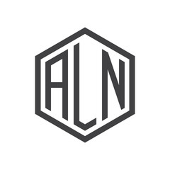 initial three letter logo hexagon black