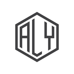 initial three letter logo hexagon black
