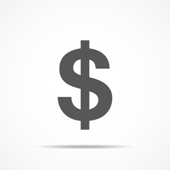 Gray dollar icon. Vector illustration.