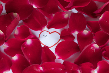 Calendar with a red hand written heart highlight on February 14