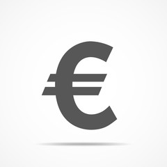 Gray euro currency icon. Vector illustration.