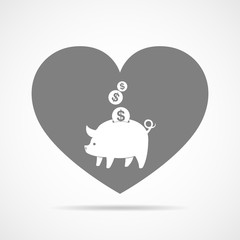 Piggy bank with falling coins. Vector illustration.