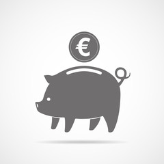 Piggy bank with coin. Vector illustration.