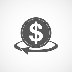 Gray money transfer icon. Vector illustration.