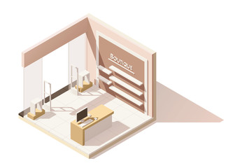 Vector isometric low poly boutique cutaway icon