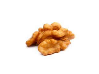 Healthy walnut isolated on white background.
