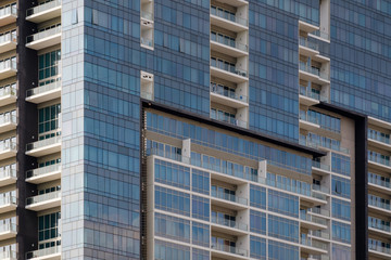 Apartment building / View of balconies of apartment building.