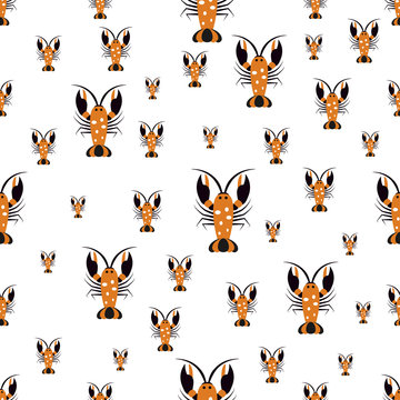 Seamless Pattern With Crayfish