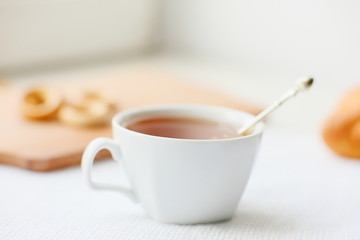 A cup of tea on a light background