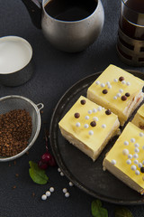 yellow lemon cake with jelly