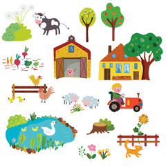 Farm life design elements set - funny design