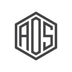 initial three letter logo hexagon black