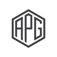 initial three letter logo hexagon black