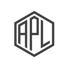 initial three letter logo hexagon black