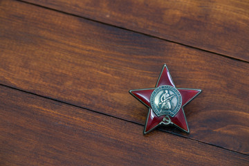 rare soviet military order on vintage background. Red Star order.