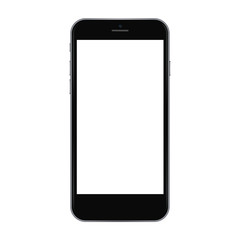 Isolated black smartphone one white background, vector template illustration.